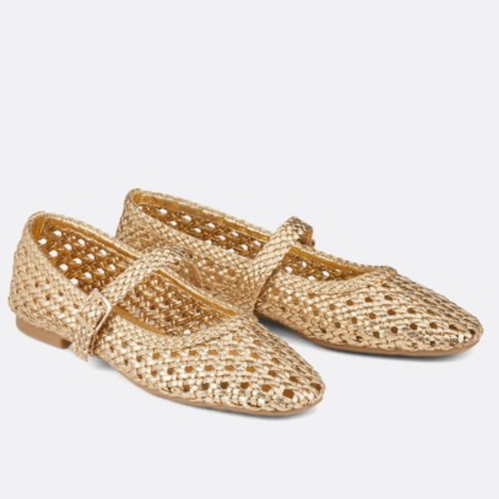 Zara Gold Woven Flats